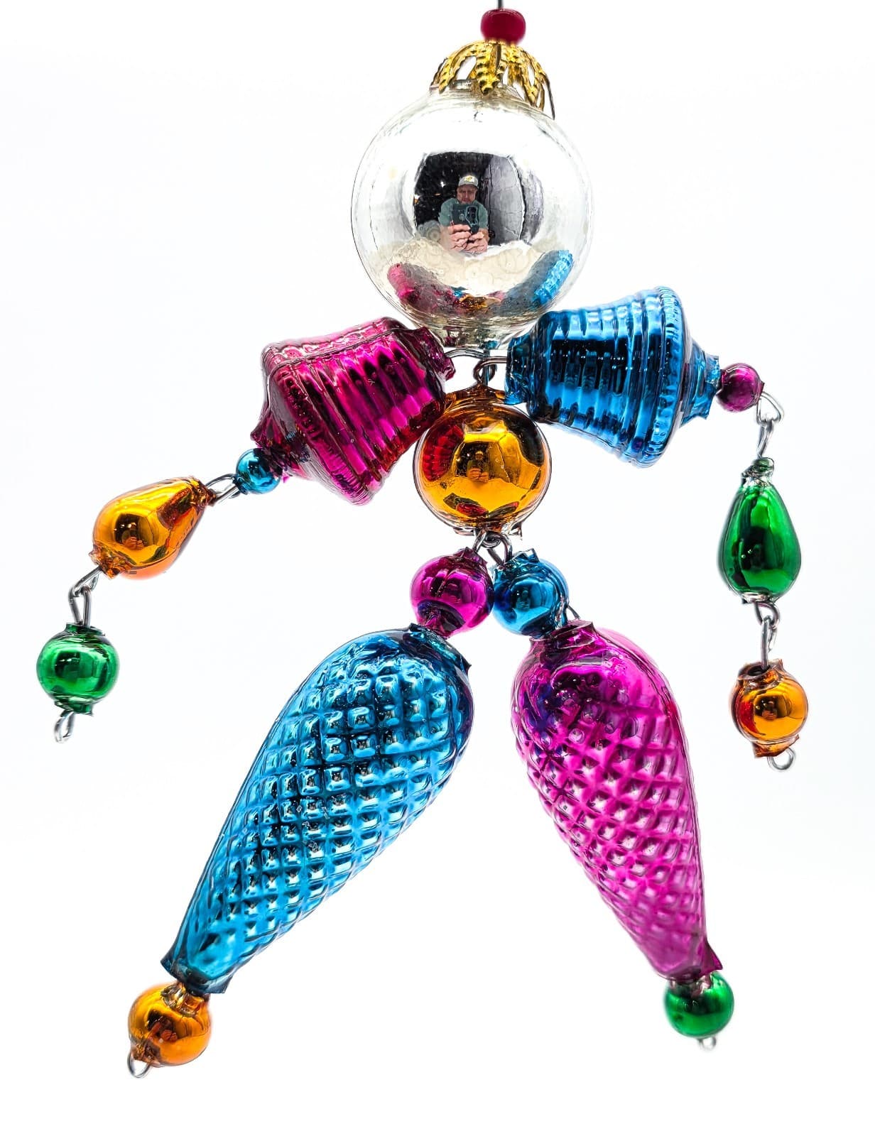 Christopher Radko Vintage Multicolor Wiggle Man Glass Christmas Ornament - Thumbnail 5