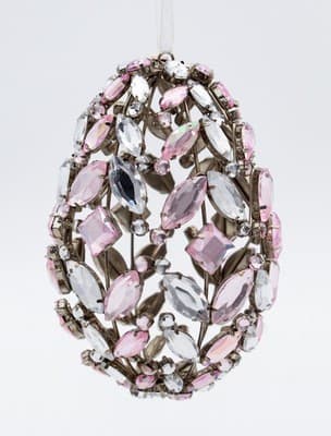 Pier 1 Imports Clear & Pink Rhinestone Egg Shaped Jumbo Chritmas Ornament - Thumbnail 7