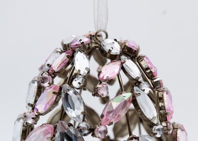 Pier 1 Imports Clear & Pink Rhinestone Egg Shaped Jumbo Chritmas Ornament - Thumbnail 2