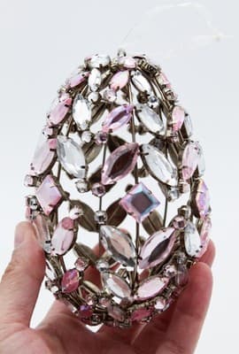 Pier 1 Imports Clear & Pink Rhinestone Egg Shaped Jumbo Chritmas Ornament - Thumbnail 5