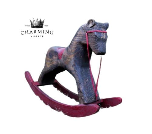 Wood Carved "Rockin' Teddy" Rocking Horse Toy for R.H. Gallery 2002 Signed OOAK - Image 1