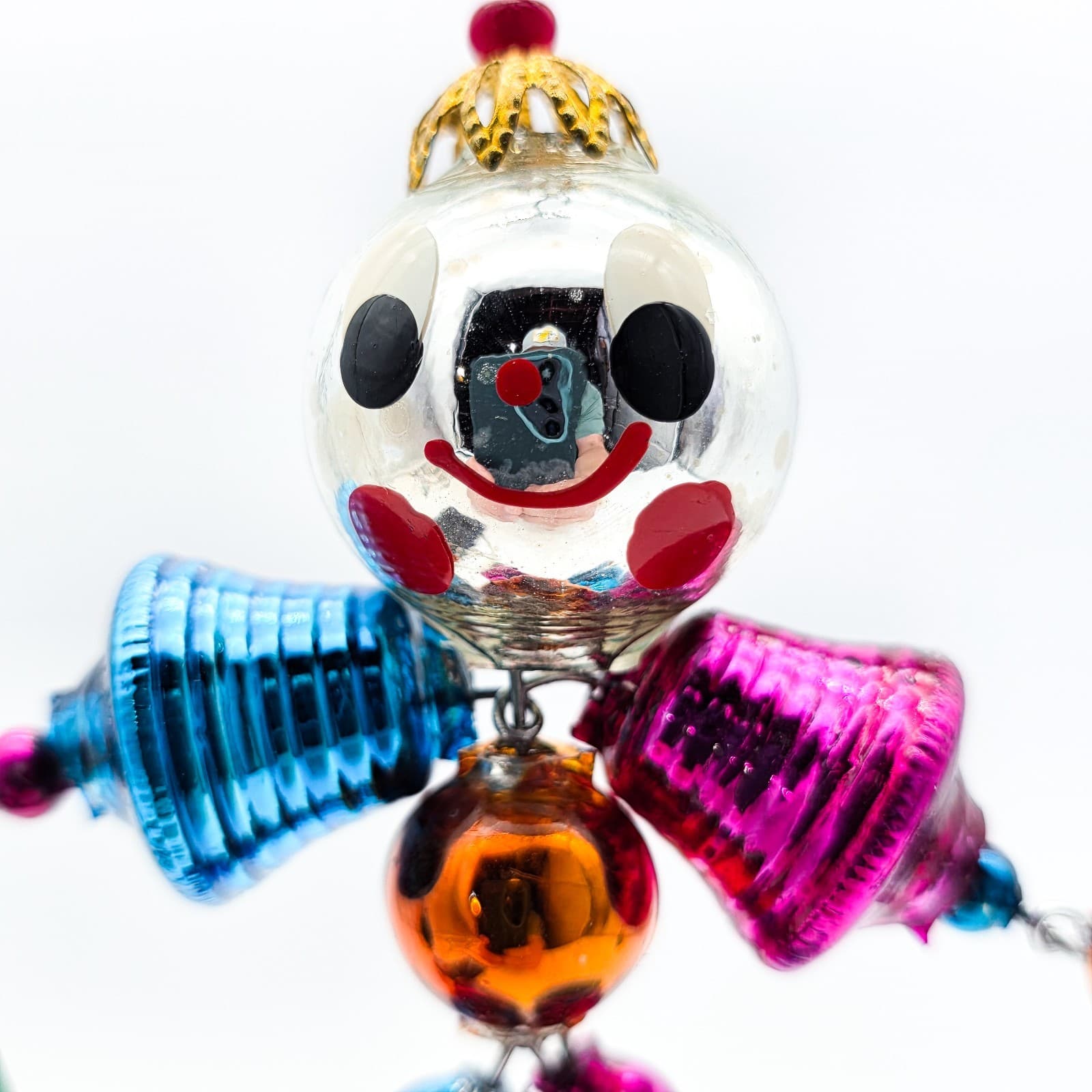Christopher Radko Vintage Multicolor Wiggle Man Glass Christmas Ornament - Thumbnail 4