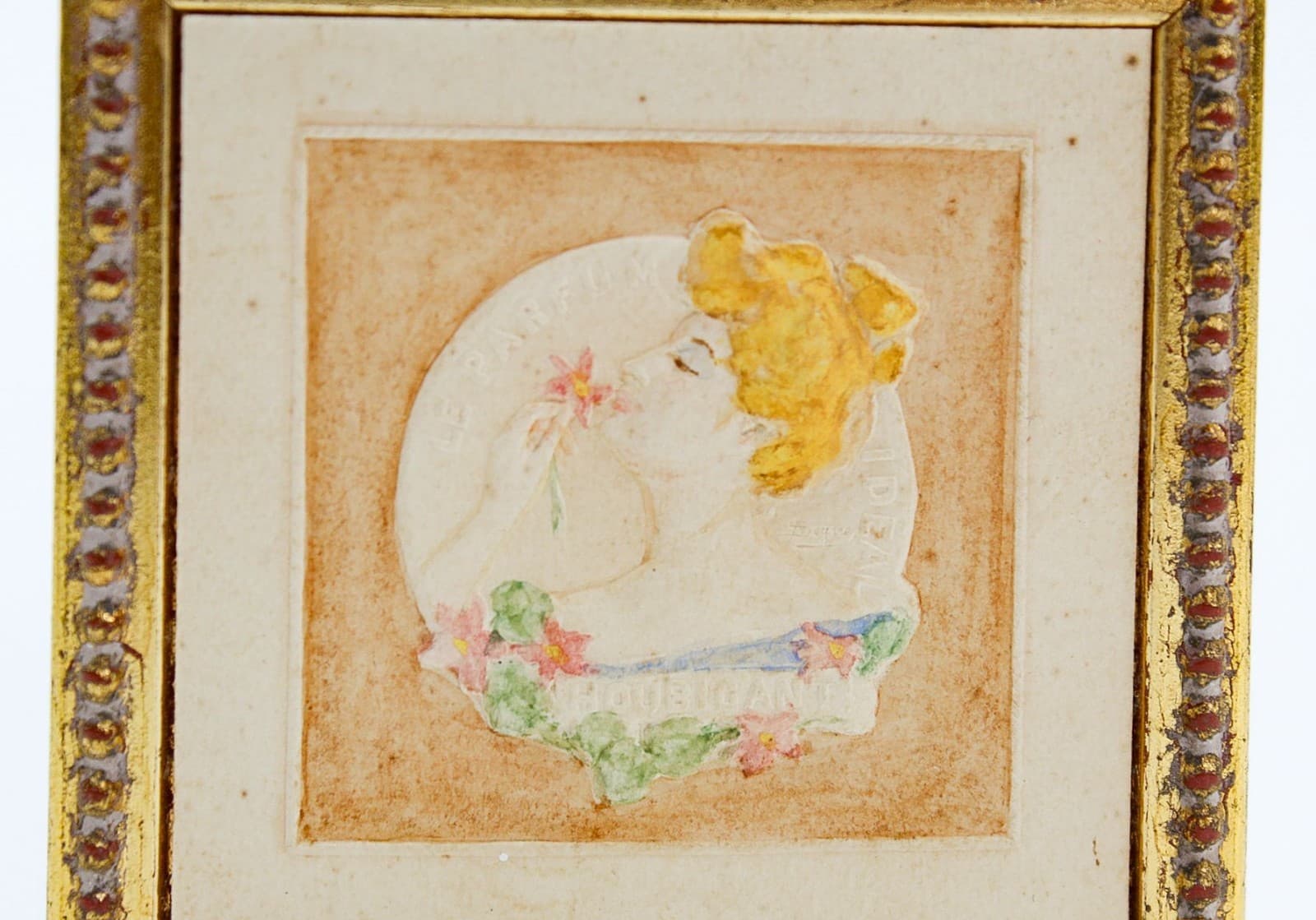 Vintage Dollhouse Miniature Perfume Advertising Hand Painted Wall Art SIGNED - Thumbnail 2