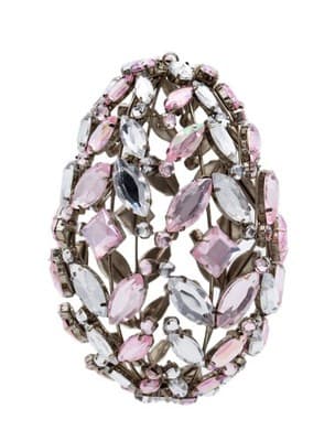 Pier 1 Imports Clear & Pink Rhinestone Egg Shaped Jumbo Chritmas Ornament - Image 1