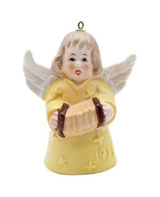 Hummel Goebel 1979 Yellow Angel Bell Germany Porcelain Christmas Ornament TMK5 - Image 1