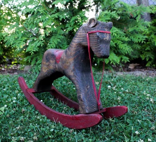 Wood Carved "Rockin' Teddy" Rocking Horse Toy for R.H. Gallery 2002 Signed OOAK - Thumbnail 2