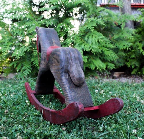 Wood Carved "Rockin' Teddy" Rocking Horse Toy for R.H. Gallery 2002 Signed OOAK - Thumbnail 4
