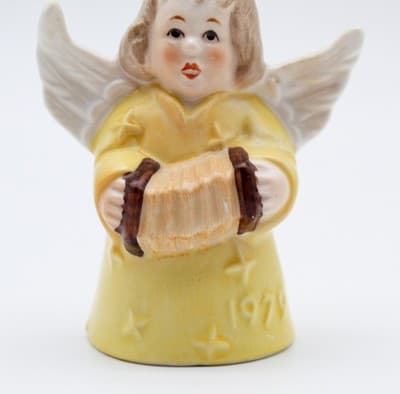 Hummel Goebel 1979 Yellow Angel Bell Germany Porcelain Christmas Ornament TMK5 - Thumbnail 3