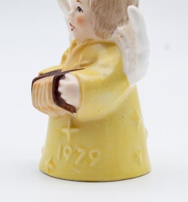 Hummel Goebel 1979 Yellow Angel Bell Germany Porcelain Christmas Ornament TMK5 - Thumbnail 4