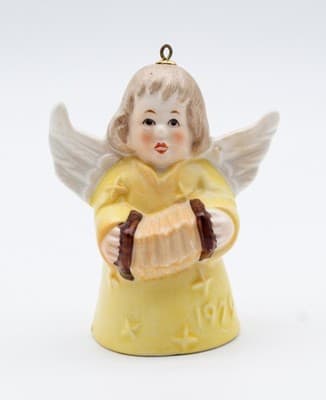 Hummel Goebel 1979 Yellow Angel Bell Germany Porcelain Christmas Ornament TMK5 - Thumbnail 5