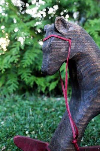 Wood Carved "Rockin' Teddy" Rocking Horse Toy for R.H. Gallery 2002 Signed OOAK - Thumbnail 5