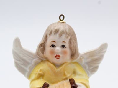 Hummel Goebel 1979 Yellow Angel Bell Germany Porcelain Christmas Ornament TMK5 - Thumbnail 2