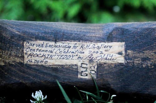 Wood Carved "Rockin' Teddy" Rocking Horse Toy for R.H. Gallery 2002 Signed OOAK - Thumbnail 6