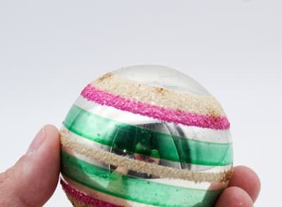 Shiny Brite Mica Silvered Striped Pink Green Glass Ball Christmas Ornament - Thumbnail 4