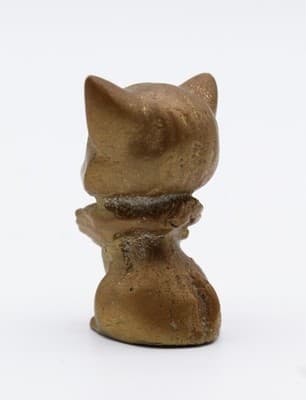 Vintage Miniature Bronze Kitty Cat With Floral Wreath Figurine - Thumbnail 6
