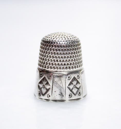 Antique Sterling Silver Size 10 Etched Sewing Octagonal Thimble Hallmarked - Thumbnail 4