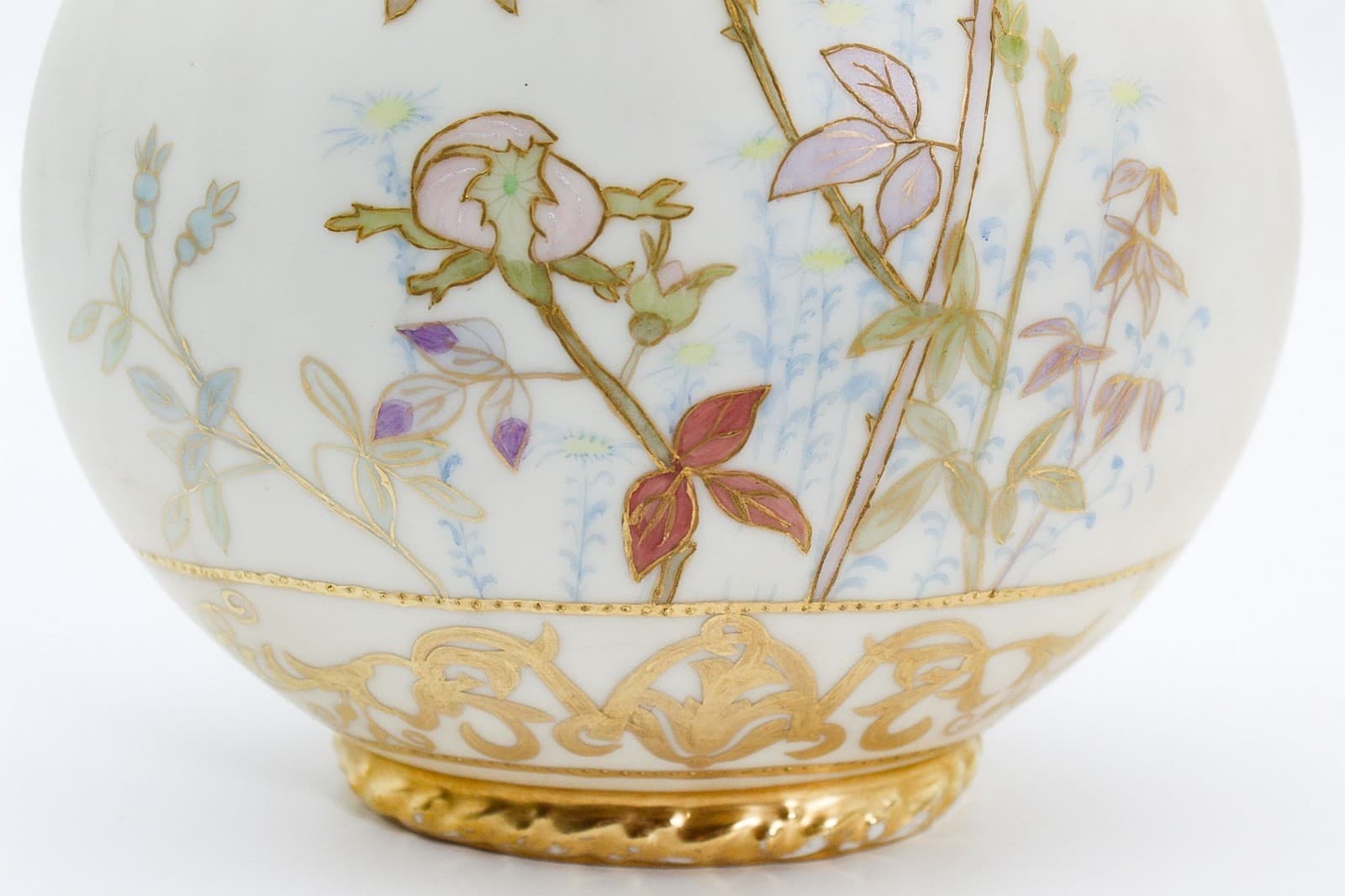 JEAN POUYAT Limoges France Hand Painted Gilt Handled Porcelain Vase - Thumbnail 5