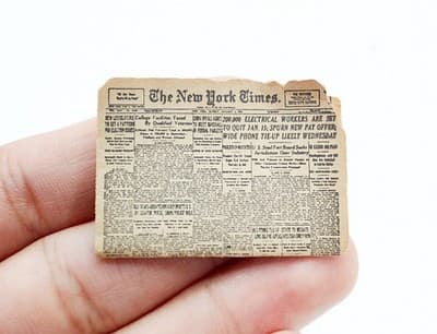 Vintage Dollhouse Miniature "The New York Time" Newspaper Accessory RARE - Thumbnail 2