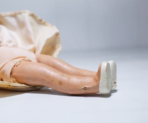Vintage Antique Hard Plastic Laced Dress White Shoes Doll Toy - Thumbnail 7