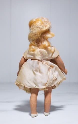Vintage Antique Hard Plastic Laced Dress White Shoes Doll Toy - Thumbnail 6