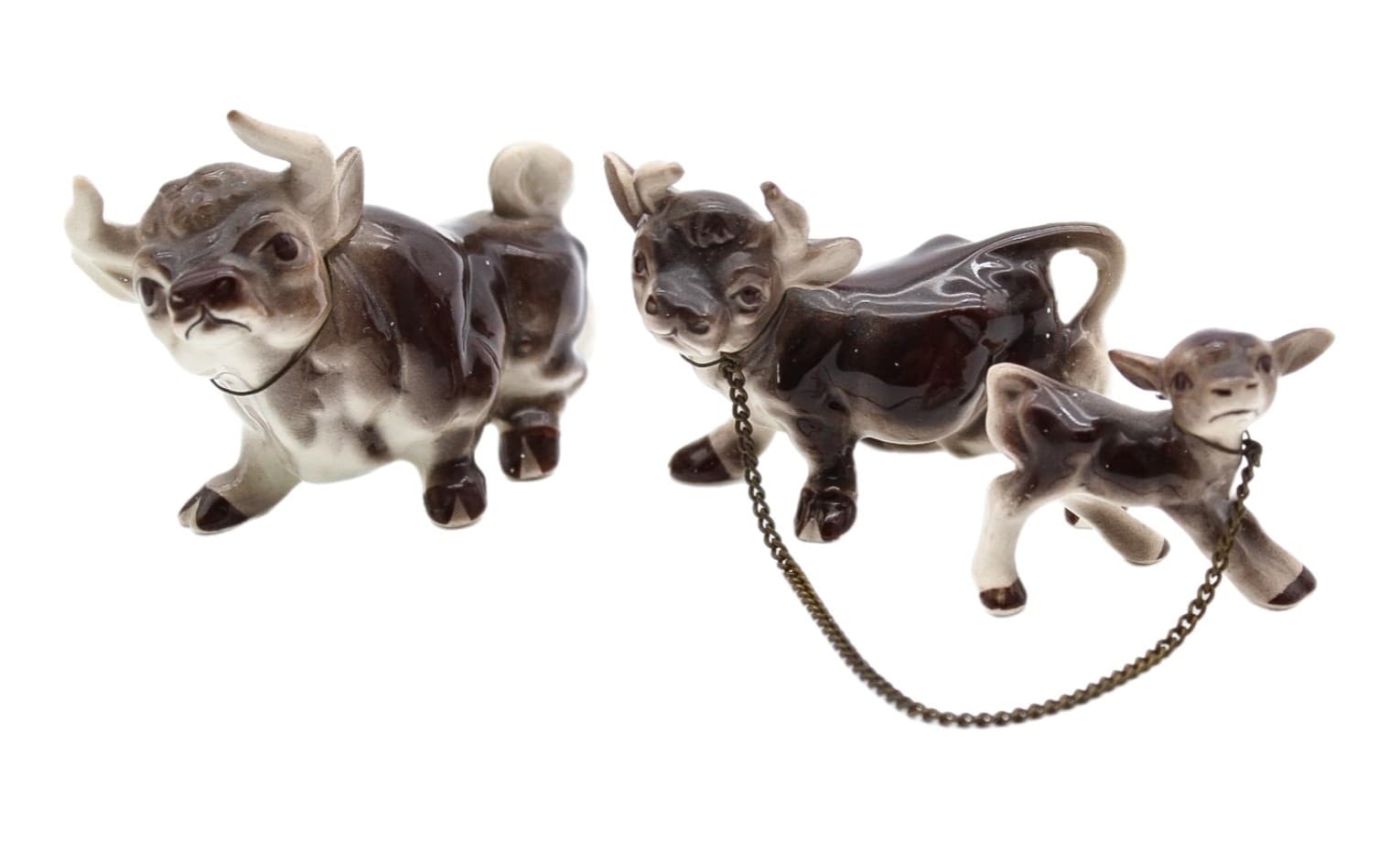 Vintage Lot of 3 Hagen Renaker Japan Bull Cow Calf Family Miniature Figurines - Image 1