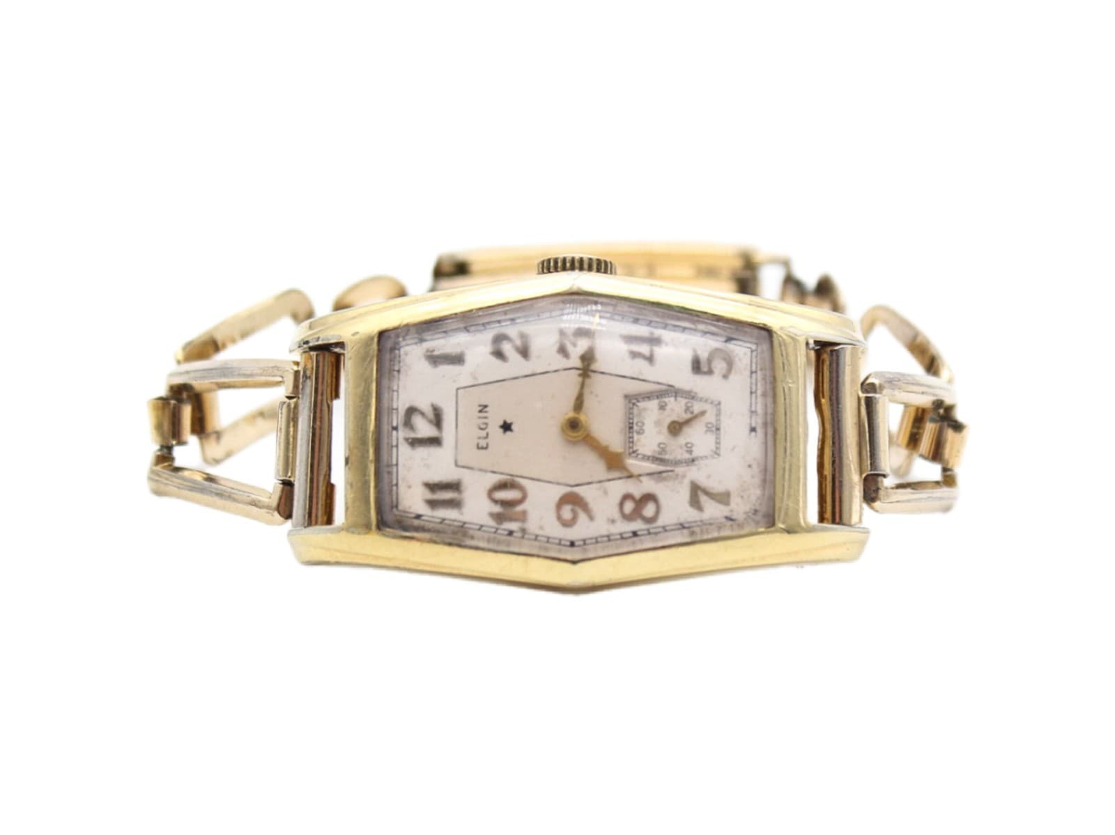 Elgin Vintage Art Deco 1930's Barrel 14K Gold Filled Ladies Wristwatch Works - Image 1