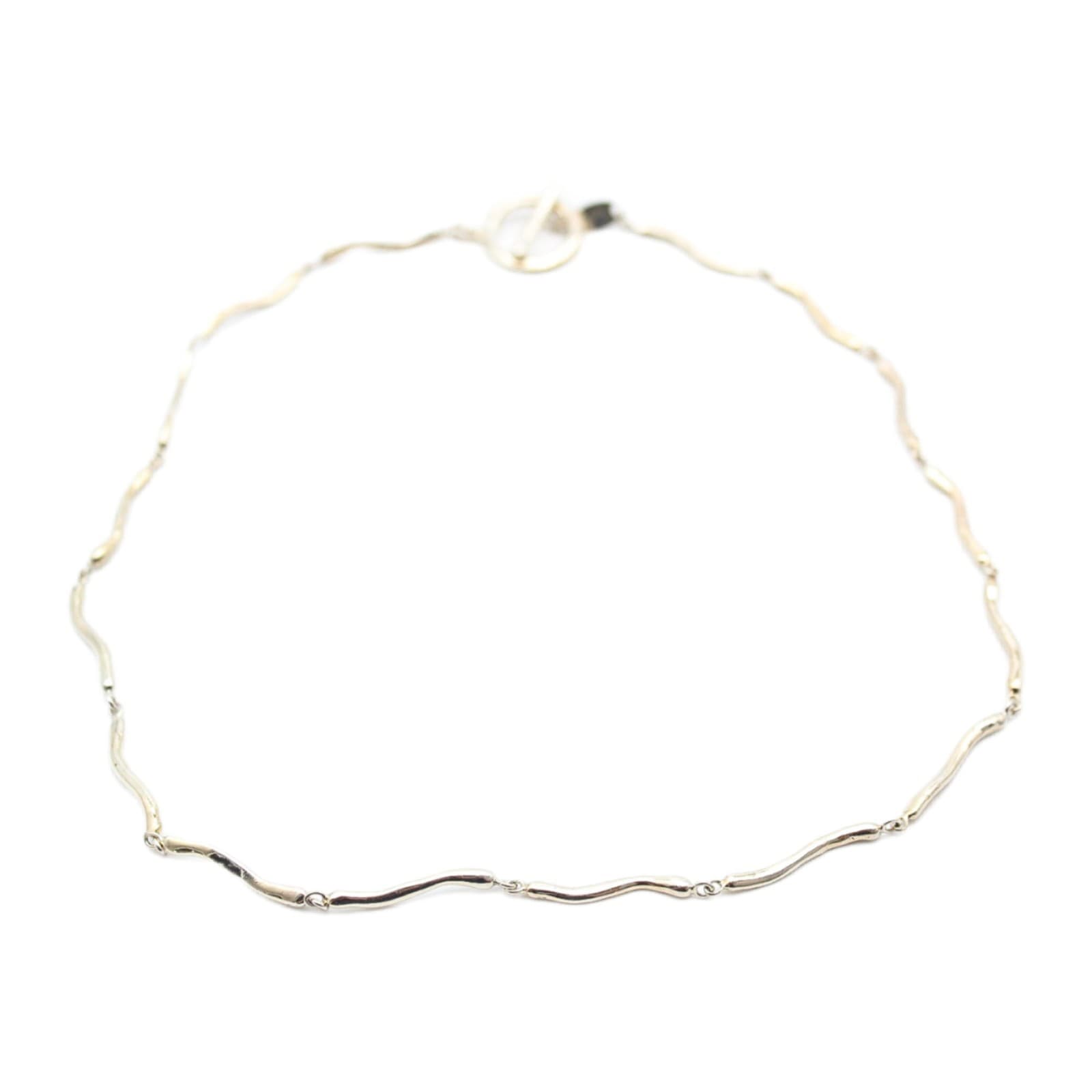 Fluid Wavy 25 Sterling Silver Organic Collar Chain Wavy Link Necklace - Image 1