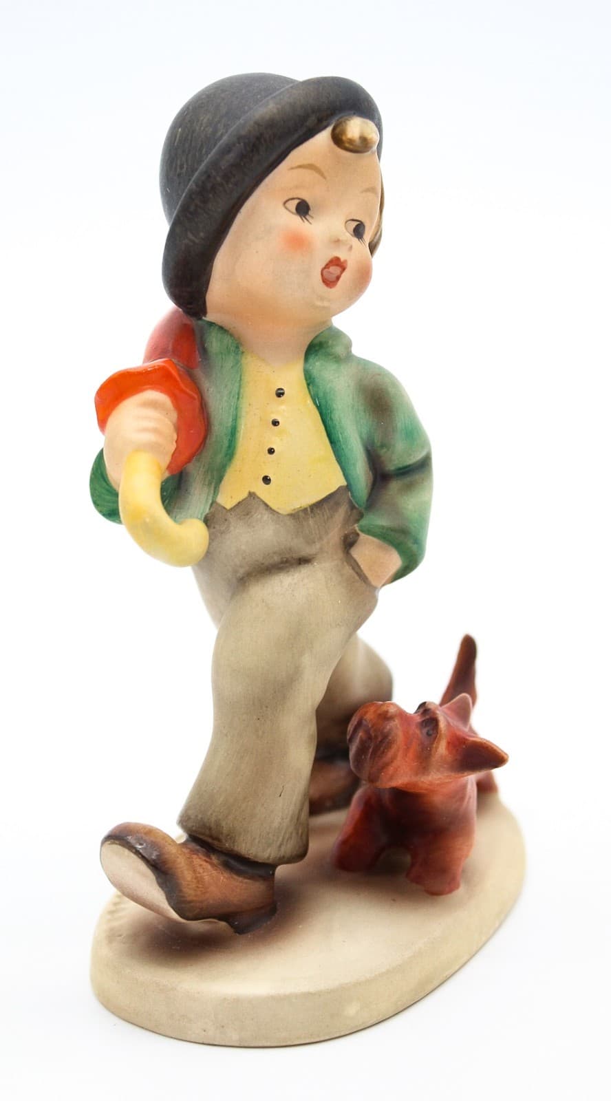 Vintage Goebel Hummel Strolling Along Boy Dog Umbrella Porcelain Figurine TMK2 - Thumbnail 4