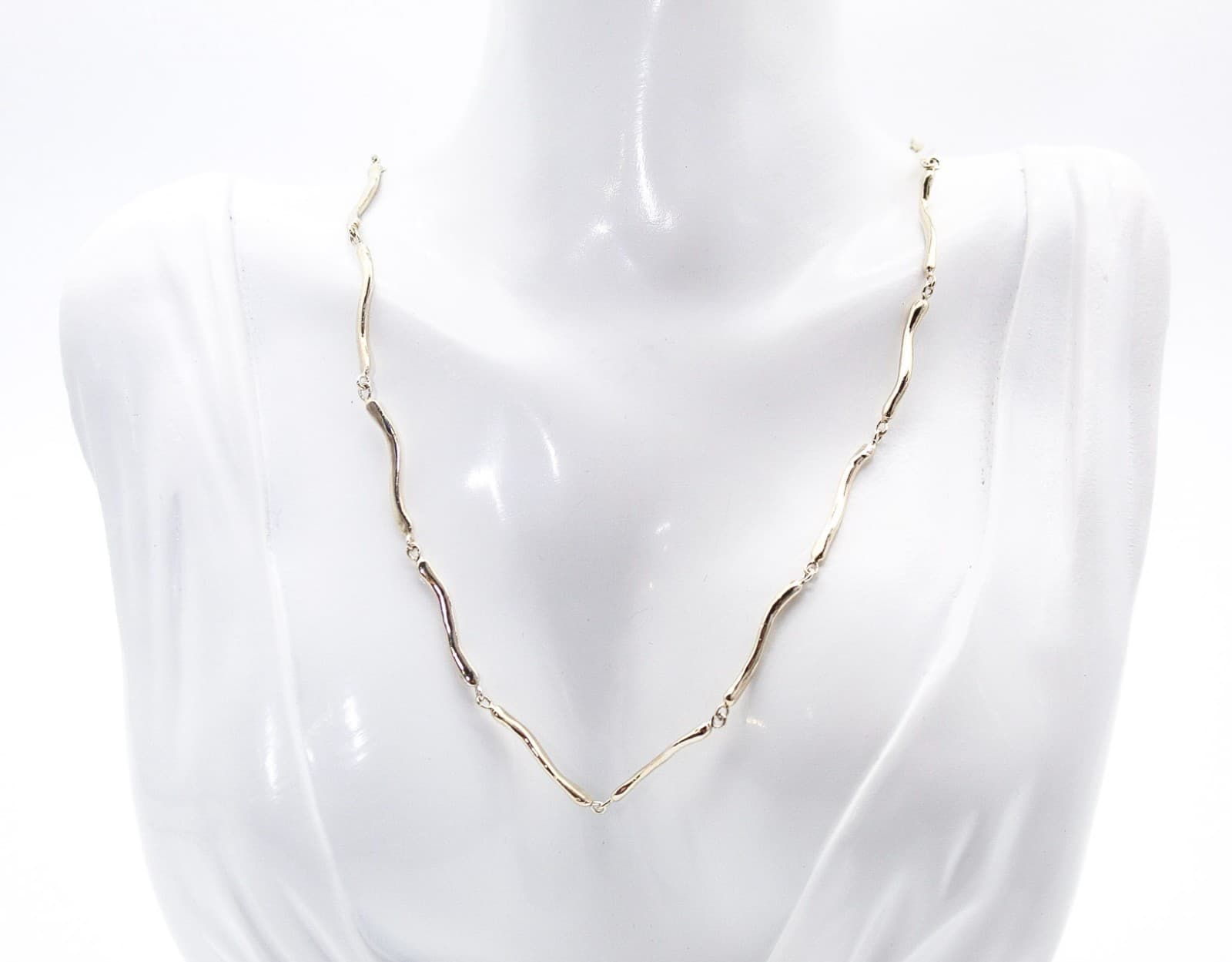 Fluid Wavy 25 Sterling Silver Organic Collar Chain Wavy Link Necklace - Thumbnail 2