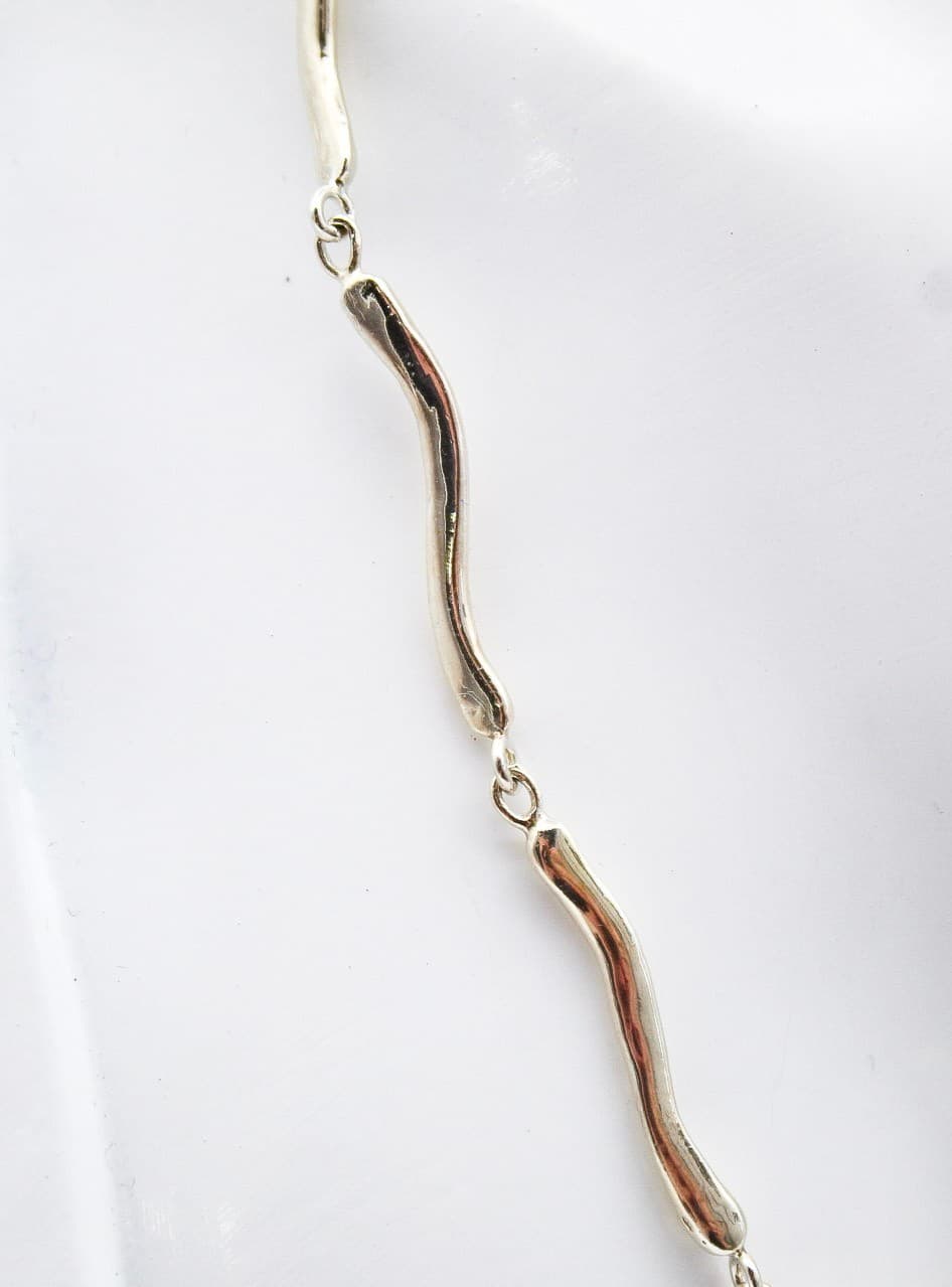 Fluid Wavy 25 Sterling Silver Organic Collar Chain Wavy Link Necklace - Thumbnail 3