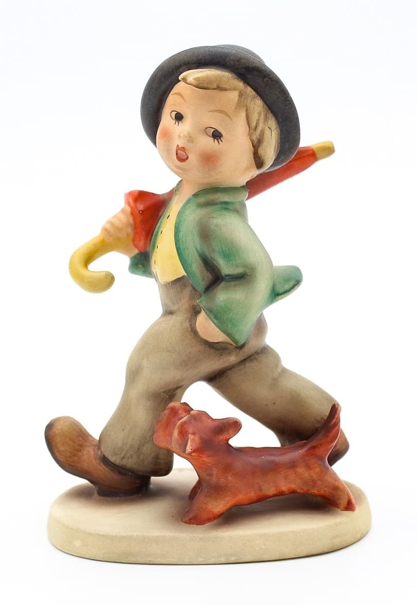 Vintage Goebel Hummel Strolling Along Boy Dog Umbrella Porcelain Figurine TMK2 - Thumbnail 9