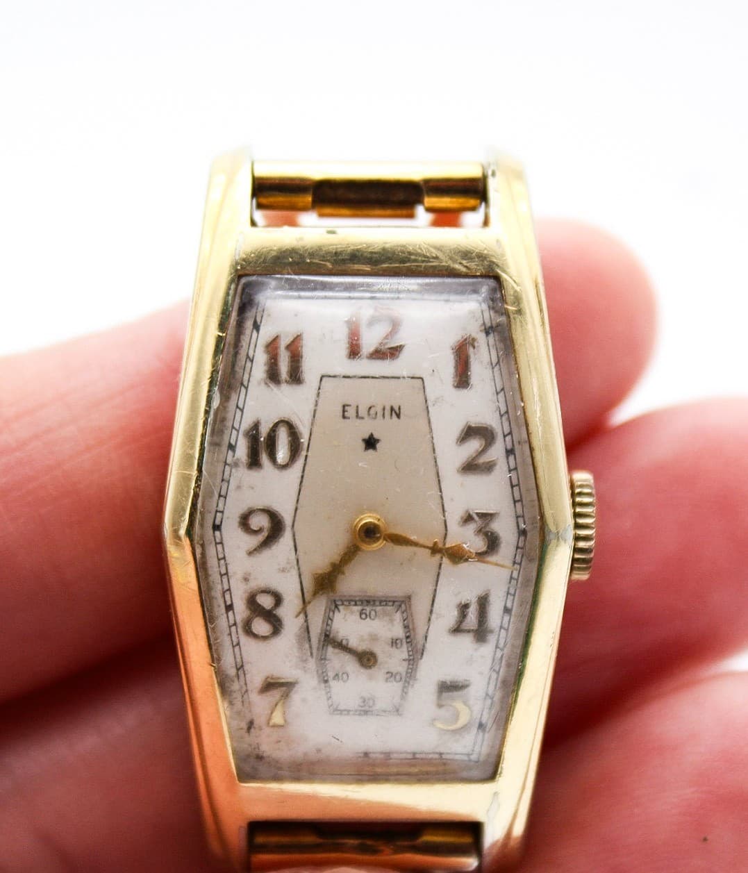 Elgin Vintage Art Deco 1930's Barrel 14K Gold Filled Ladies Wristwatch Works - Thumbnail 5