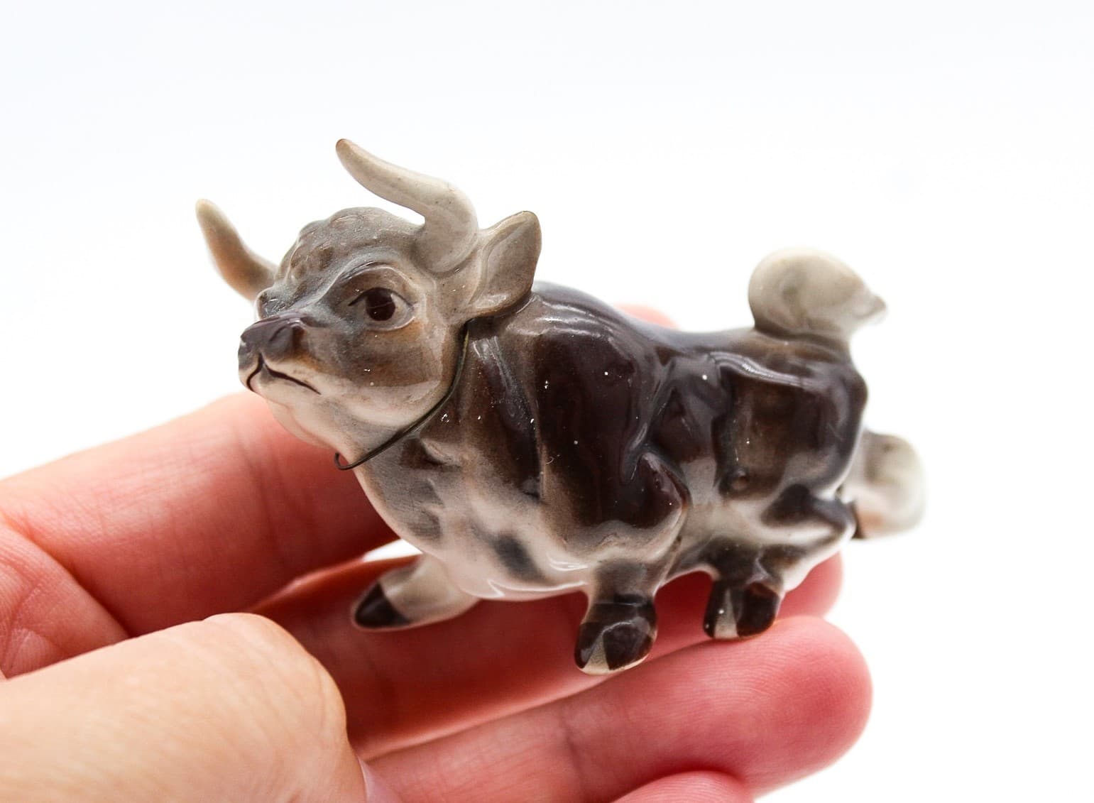 Vintage Lot of 3 Hagen Renaker Japan Bull Cow Calf Family Miniature Figurines - Thumbnail 6