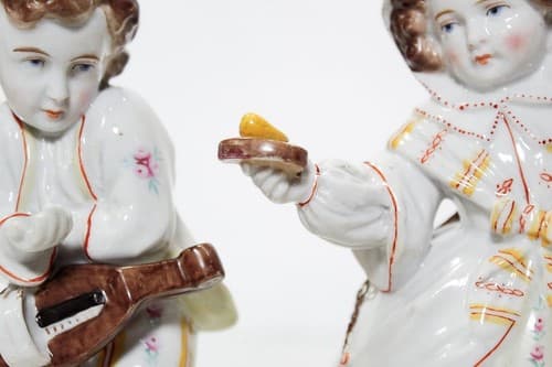 Antique Germany Hand Painted Boy And Girl Pauvre & Riche Porcelain Figurines - Thumbnail 4