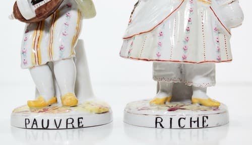 Antique Germany Hand Painted Boy And Girl Pauvre & Riche Porcelain Figurines - Thumbnail 6