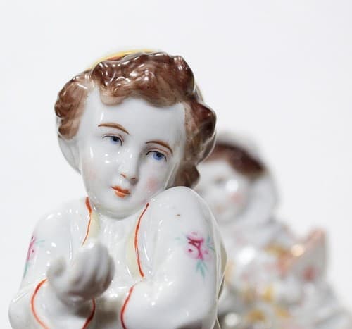 Antique Germany Hand Painted Boy And Girl Pauvre & Riche Porcelain Figurines - Thumbnail 7