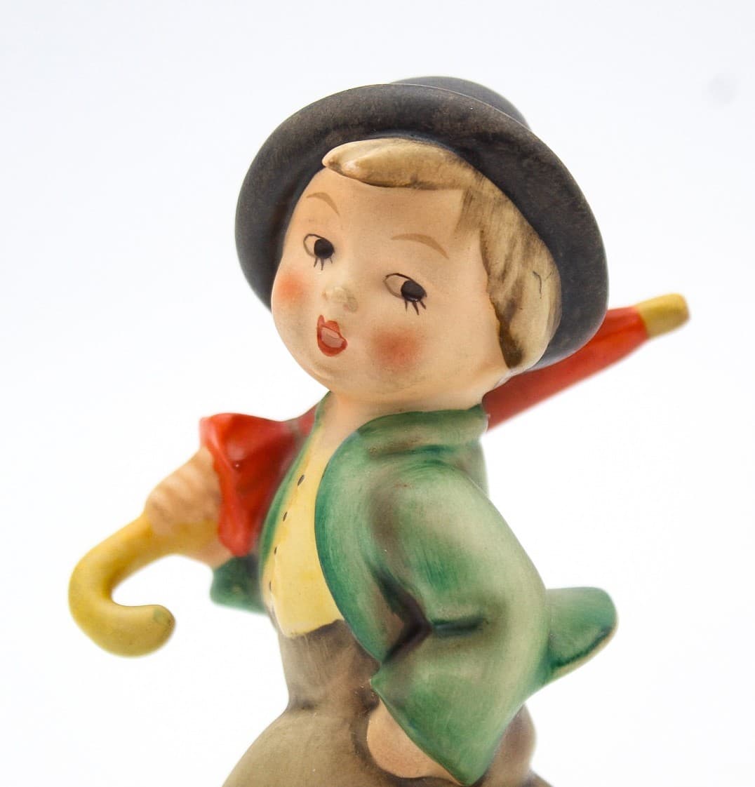 Vintage Goebel Hummel Strolling Along Boy Dog Umbrella Porcelain Figurine TMK2 - Thumbnail 2