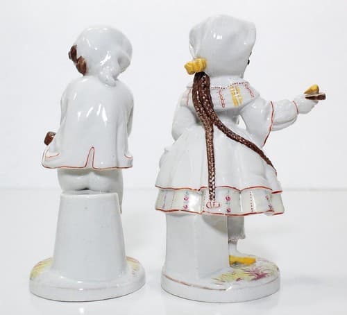 Antique Germany Hand Painted Boy And Girl Pauvre & Riche Porcelain Figurines - Thumbnail 8