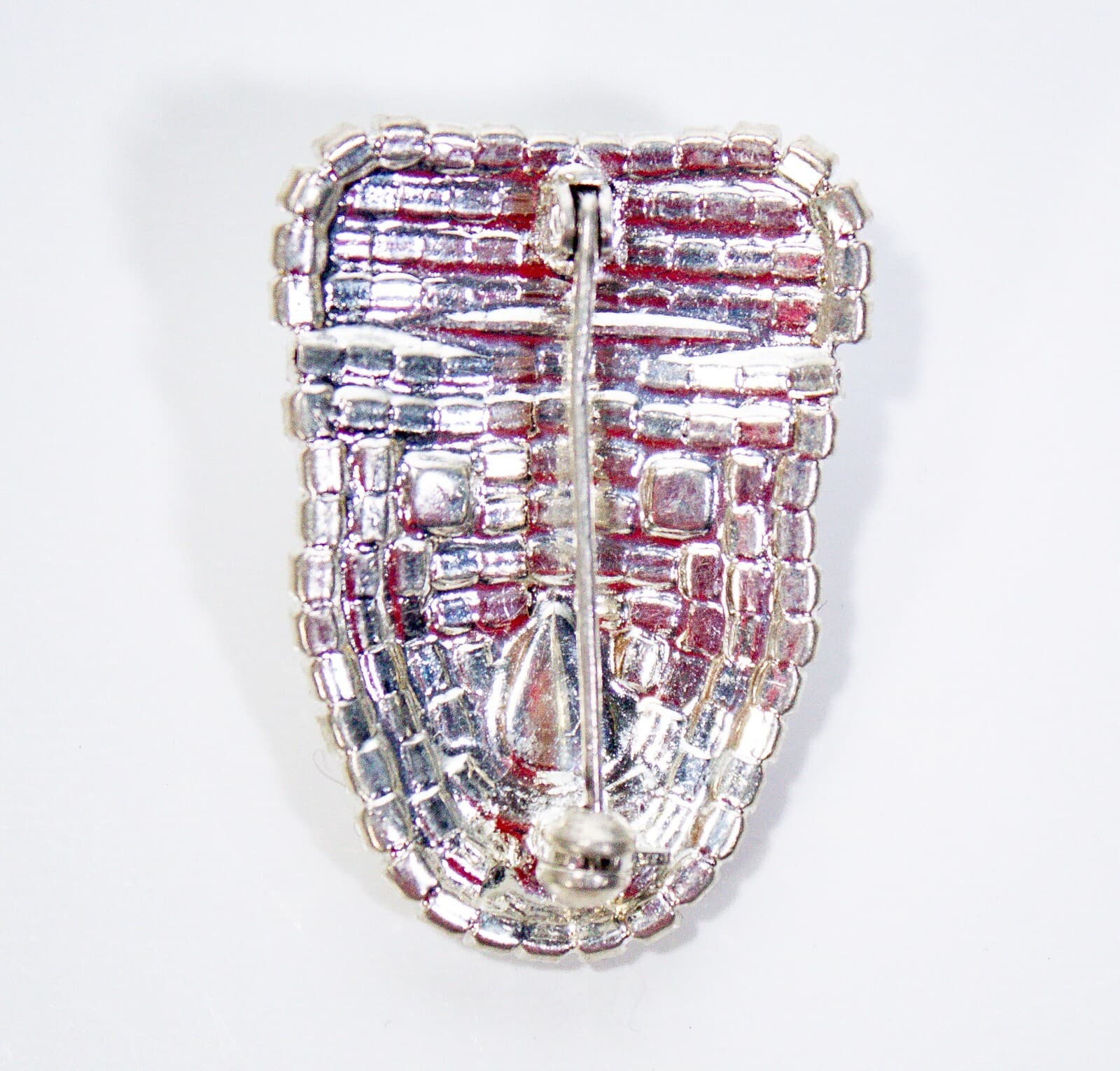 Vintage Multicolor Pave Rhinestone Face Mask Motif Pin Brooch - Thumbnail 2