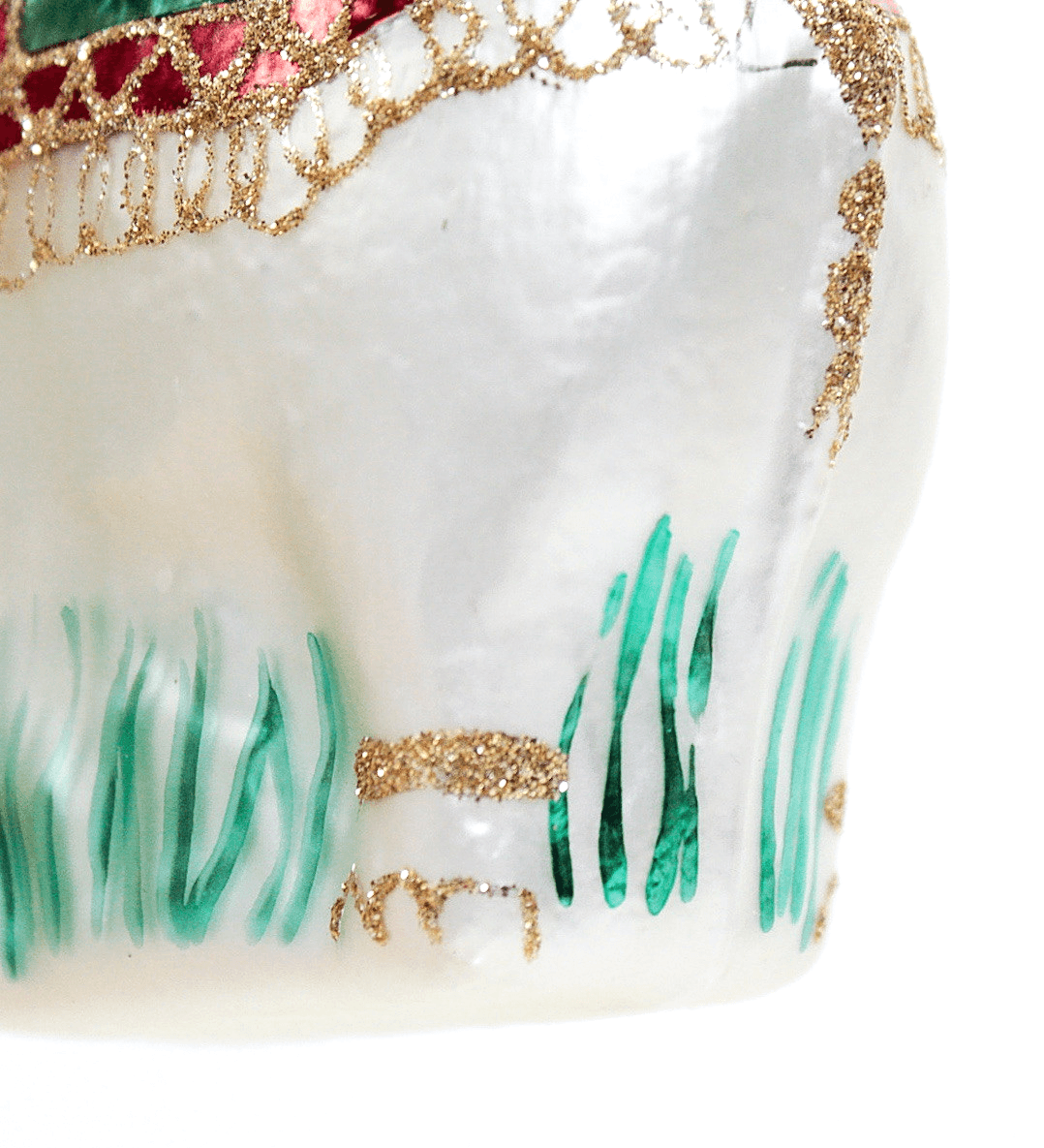 Indian Style White Elephant Hand Decorated Jeweled Glass Christmas Ornament - Thumbnail 4