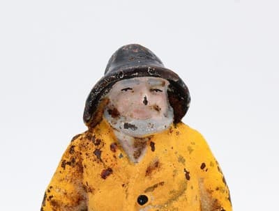 Antique 1910's Cast Iron Old Salt Fisherman Eastern Specialty Doorstop - Thumbnail 2