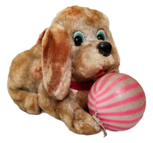 MODERN TOYS JAPAN Vintage Mechanical Fluffy Laying Dog Toy Untested - Image 1
