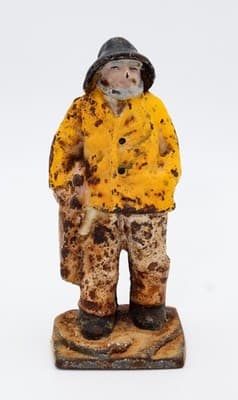Antique 1910's Cast Iron Old Salt Fisherman Eastern Specialty Doorstop - Thumbnail 11