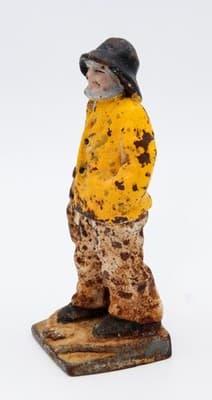 Antique 1910's Cast Iron Old Salt Fisherman Eastern Specialty Doorstop - Thumbnail 5