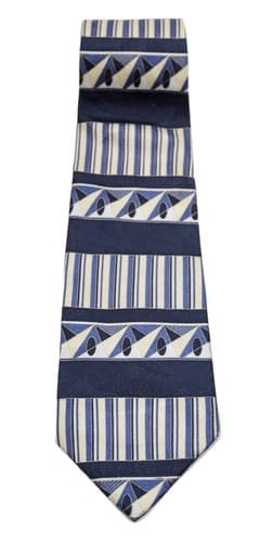 HENRY GRETHEL Vintage Blue & Beige Silk Men's Necktie - Image 1