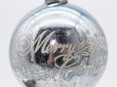 Shiny Brite Blue White Stencil Merry Christmas Jumbo Glass Christmas Ornament - Thumbnail 2