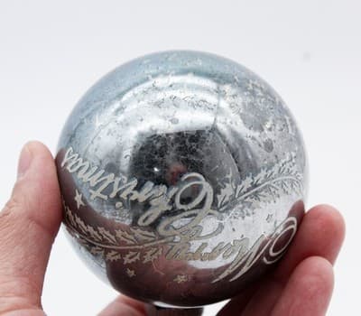 Shiny Brite Blue White Stencil Merry Christmas Jumbo Glass Christmas Ornament - Thumbnail 7