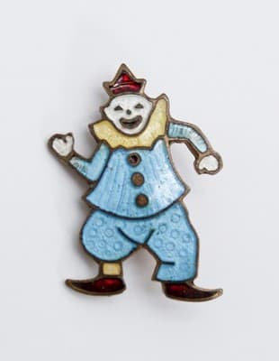 Vintage Hand Crafted Multicolor Enamel Circus Clown Motif Small Pin Brooch - Thumbnail 4