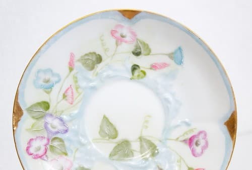 LIMOGE France T&V Hand Painted Floral Gold Gilt Porcelain Boullion Cup & Saucer - Thumbnail 6