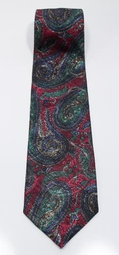 WEMBLEY Men's necktie Vintage Burgundy Paisley 100% Polyester Made In USA - Thumbnail 7